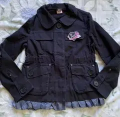 美品　バービー　2way 黒　フリル　ワッペン　ジャンパー　ジャケット　150