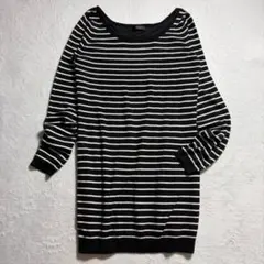 美品✨ リエンダ/ボーダー柄チュニック/ミニワンピース/カジュアル/F/白黒のサムネイル