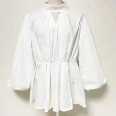 ルイルエブティック ペプラム ブラウス バルーンスリーブ ホワイト 3L