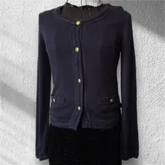 QUEEN'S COURT ネイビー カーディガン ゴールドボタン オフィス
