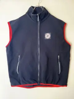 ダ*ク様 No.5624 フリースベスト 黒×赤 XL 刺繍