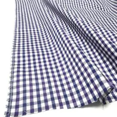 1M⭐︎国産コットンシャツコールギンガムチェックネイビーラヴェンダー生地布地