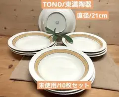 未使用/TONO/サークルライン/深プレート/10枚組 ストーンウエア/カレー皿のサムネイル