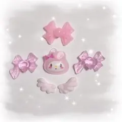 【1セット限り】マイメロ　リボン　ピンク　サンリオ　羽　クリア　平成女児