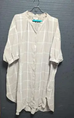 大きいサイズ レディースチェック柄ロングシャツ 3L