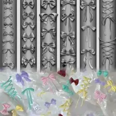 シリコンモールド　レジン 粘土ハンドメイドパーツ装飾ネイル リボン