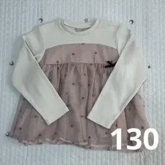 130)プティマイン　ハート刺しゅうチュニック