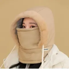 ラスト１点！あたたか帽子　耳当てフェイスガード付防寒キャップ 耳あて付き