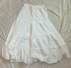 Samansa mos ホワイト ロングスカート 100%コットン