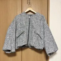 【匿名配送】ZARA ブルゾン ノーカラー ジャケット グレー