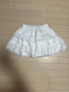 ホワイト フレアスカート ポリエステル