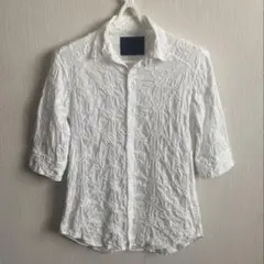 ROYALFLASH 刺繍入りホワイトヴィンテージ 半長袖シャツのサムネイル