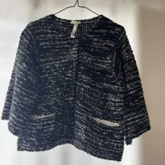 ツイード風長袖ニットジャケット