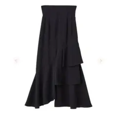 COCODEAL アシメラッフルティアードスカート　黒ロングスカート
