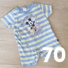 ミッキー 半袖ロンパース 70cm ストライプ　ディズニー 夏
