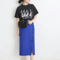 spick and span♡サイドボタン タイトスカート ミディ ロング 青