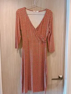 花柄オレンジ系ラップドレス