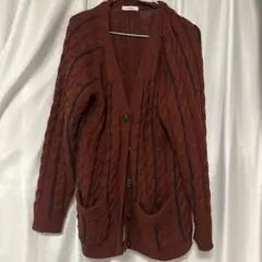jouetie ストライプニットカーディガン　ボルドー