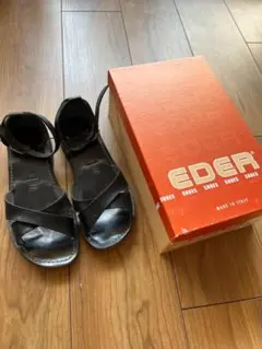 EDER エダー レザーサンダル イタリア製 ブラック 37 本革　箱ありのサムネイル