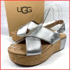 UGG アグ サンダル シルバー メタリック 厚底 クロスストラップ 22