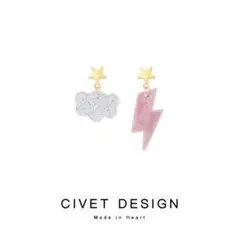 CIVET DESIGN 雲と稲妻のピアス