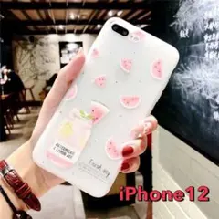 □セール　iPhoneケース　スイカ柄　夏　ソフトケース 　iPhone12