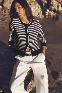 zaraフリルニットカーディガン