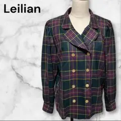 【希少美品】レリアン　テーラードジャケット　金ボタン　チェック　ダブル