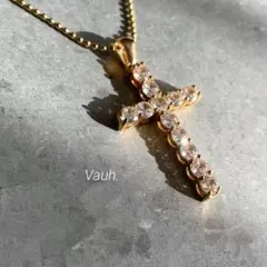 ステンレス cross cz ネックレス G 金アレ対応