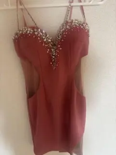 JEWELS ビーズ装飾 タイトドレス XS