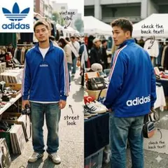 【希少モデル】アディダス90s　センター刺繍ロゴ ハーフジップトラックジャケット