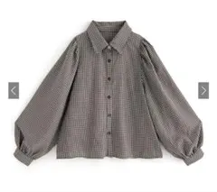 ギンガムチェックパフスリーブシャツ