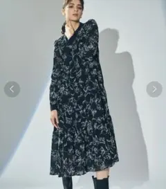 美品　グレースコンチネンタル　ワンピース　ロング　花柄　総柄　黒　38