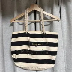 【美品】agnes b. アニエスベー ボーダー トートバッグ