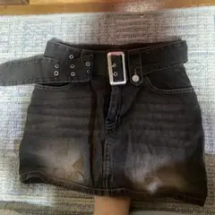 デニムミニスカート ブラック ベルト付き