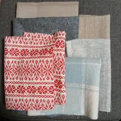 C&S　チェック&ストライプ　綿やウールなどのはぎれ　6枚