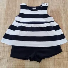 petit main♡ボーダーバックリボントップス&ショートパンツセット 80㎝