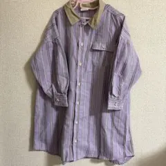 BREEZE 紫ストライプ長袖シャツワンピース 110