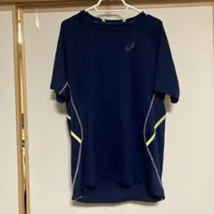 アシックス　ランニングTシャツ　半袖　Lサイズ　ネイビー 中古品