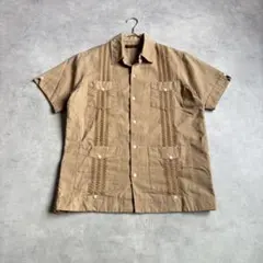 HAVERSACK ハバーサック チェック 柄 オープンカラー 半袖 シャツ 茶