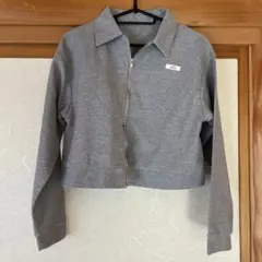 グレー ジッパー付き クロップドジャケット