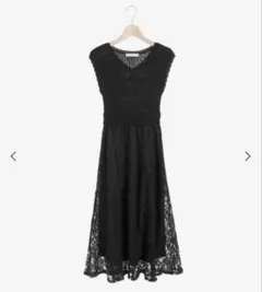MAJESTIC LEGON ニットドッキングレースワンピ BLACK