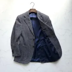 美品 ビームスエフ アンコンジャケット ウール シルク リネン ブラウン 