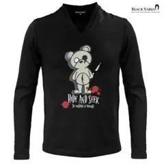 キラー ベア ロゴ 熊 クマ プリント Vネック 長袖 Tシャツ XXL