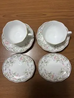 NARUMI　花柄　ティーカップ　小皿　2個セット