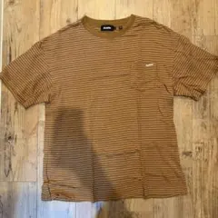 XLARGE 半袖Tシャツ ボーダー ブラウン ポケットT ストリート L