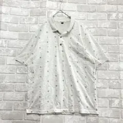 シンプルライフ メンズ 半袖 ポロシャツ L グレー カジュアル 総柄 楽チン