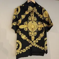 VERSACE シルク半袖シャツ ブラック ゴールド 新品未使用のサムネイル