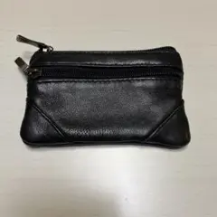 ブラックレザー調コインケース