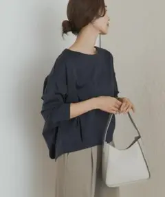 新品◆コットンバックタック長袖プルオーバー《ネイビー》◆DOORS ドアーズ